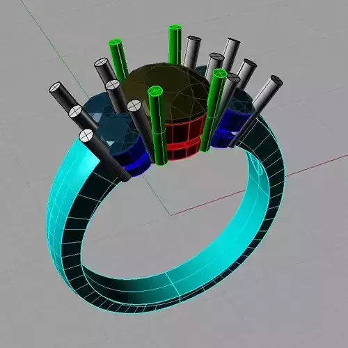 Classic ring Three Stone with Oval gem  3D print model