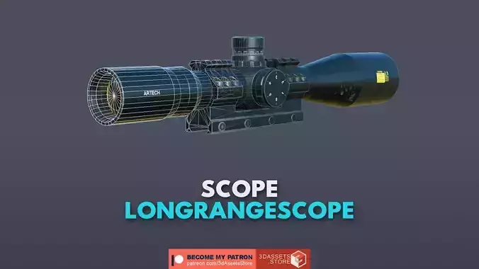 Weapon - Scope - 09 - LongRangeScope Low-poly 3D model