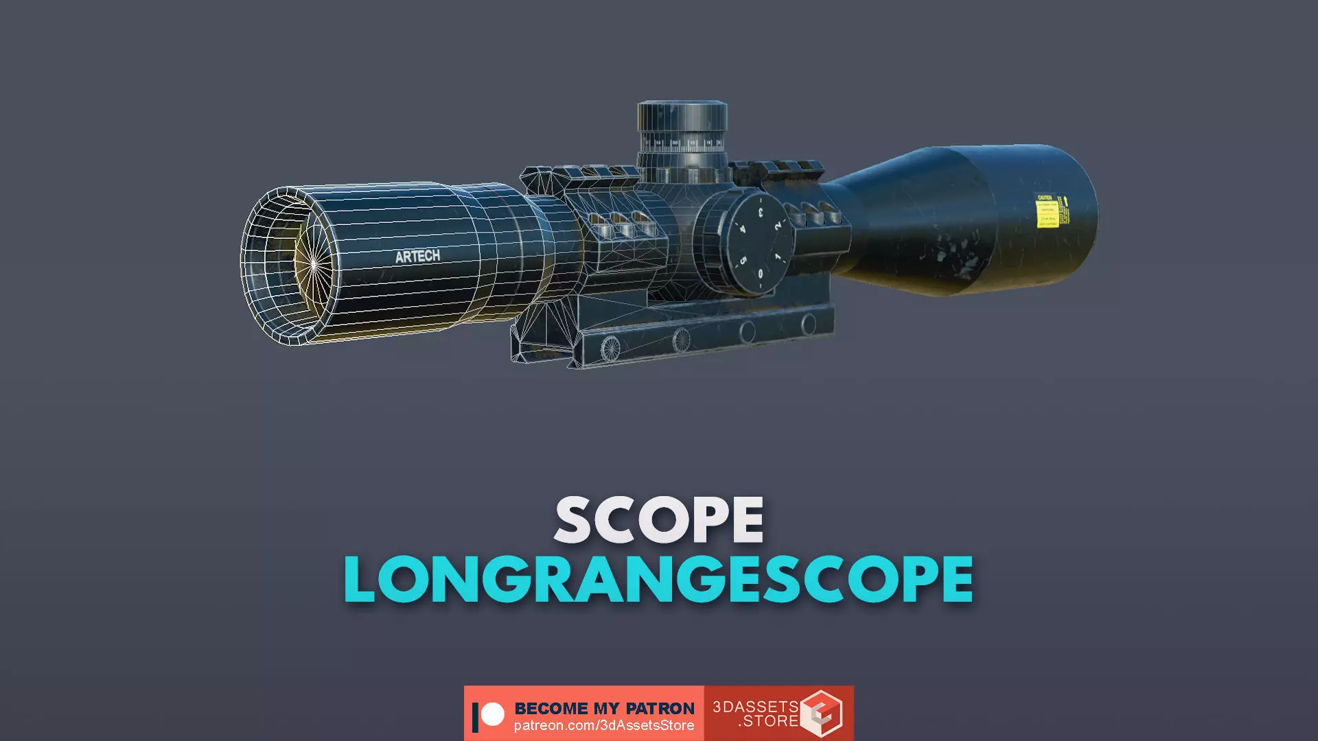 Weapon - Scope - 09 - LongRangeScope Low-poly 3D model_0