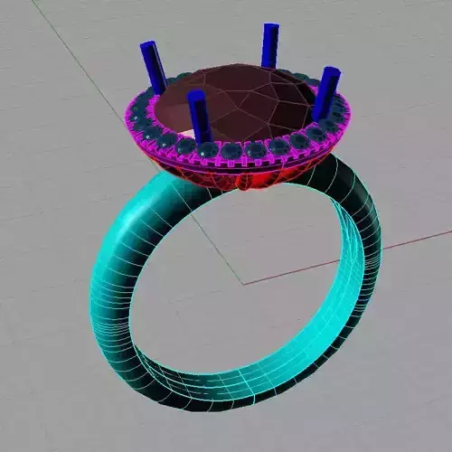 Round  Gem Woman Diamond Gold Ring 3D print model