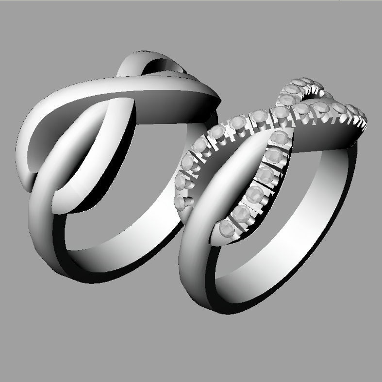 Set Tiffany infinity ring with diamonds an079 3D print model_1