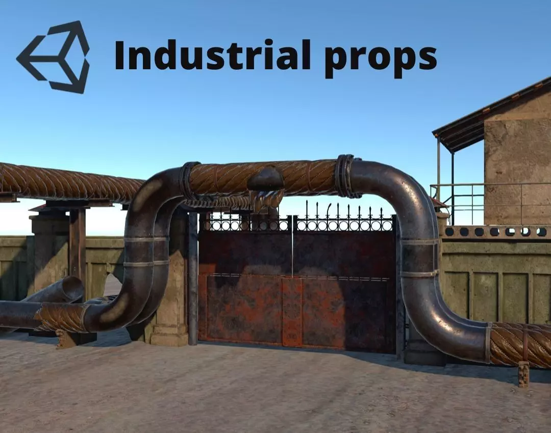Industrial props Low-poly 3D model_0