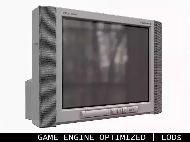 2000s CRT TV Gray Low-poly 3D model