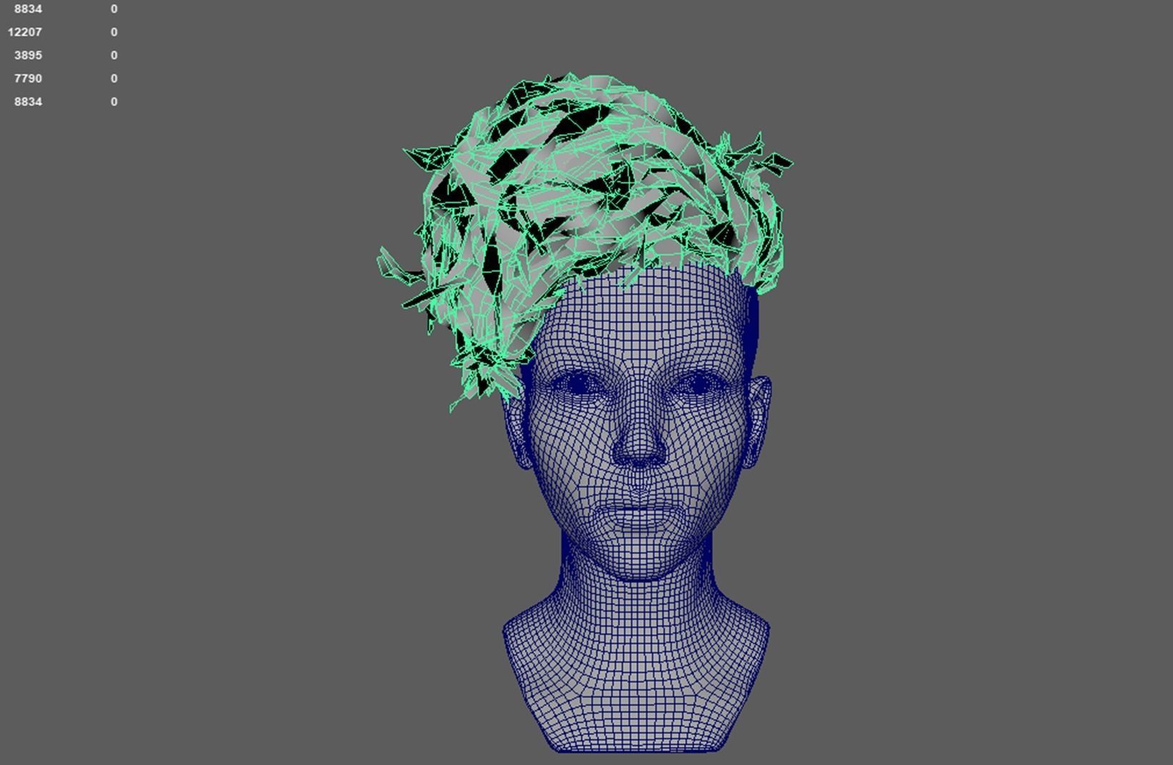 Curly Hair Low-poly 3D model_8