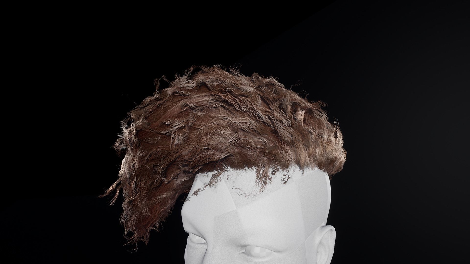 Curly Hair Low-poly 3D model_4