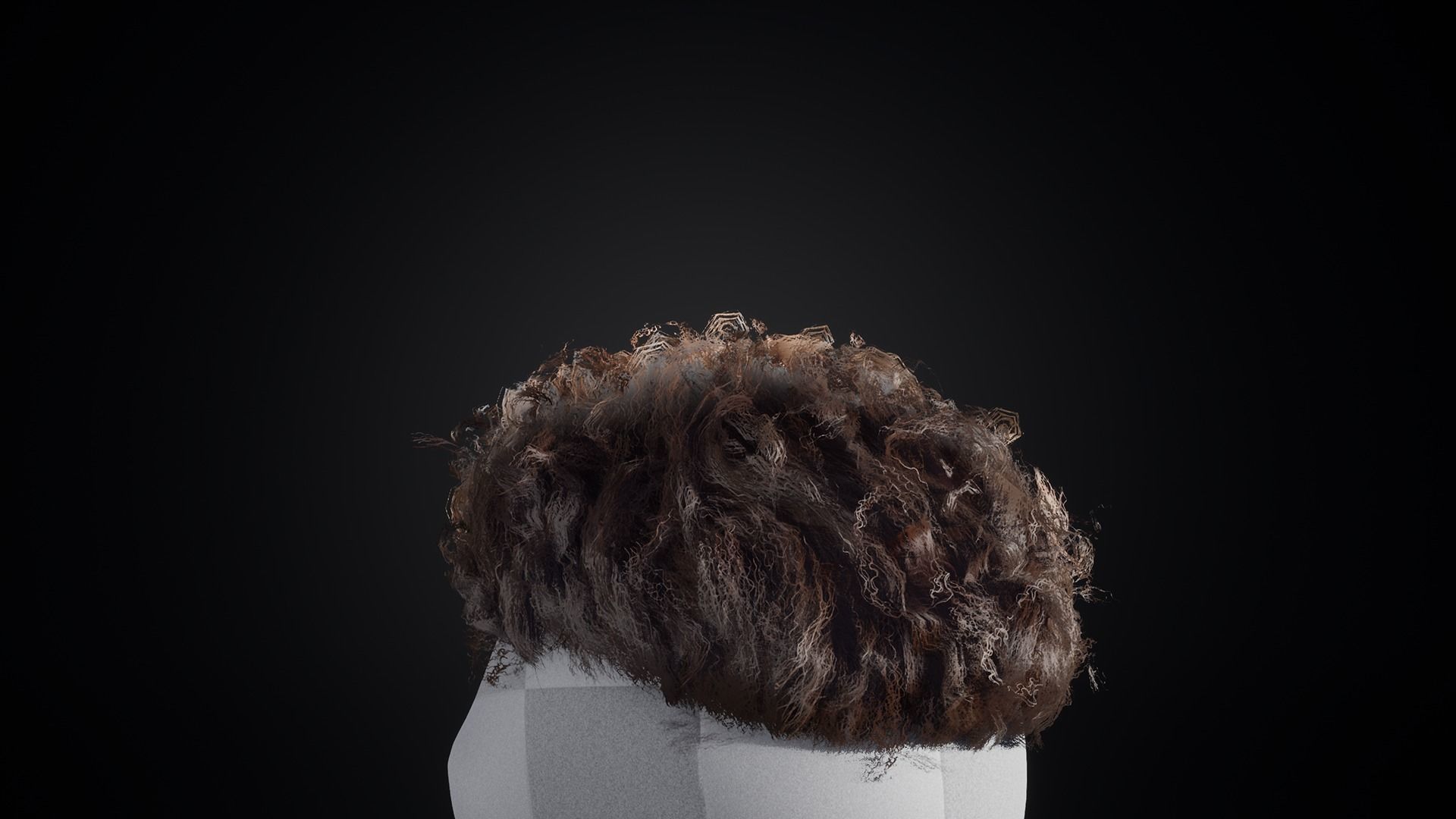 Curly Hair Low-poly 3D model_5