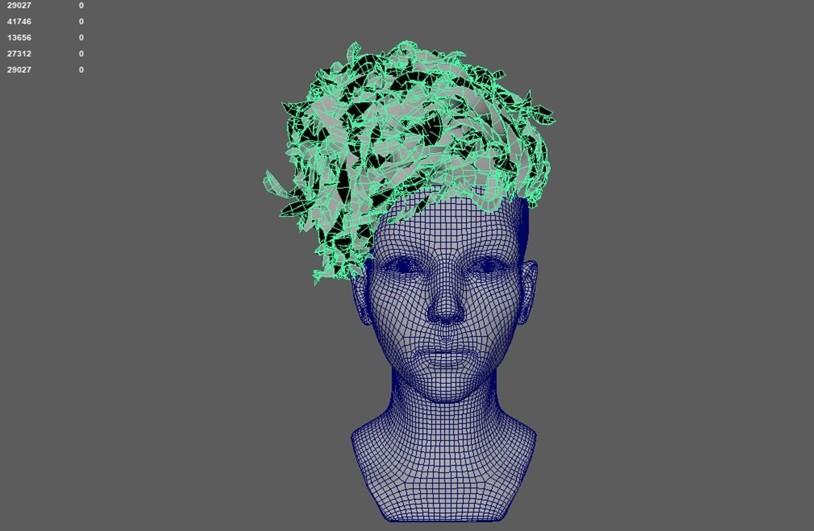 Curly Hair Low-poly 3D model_6