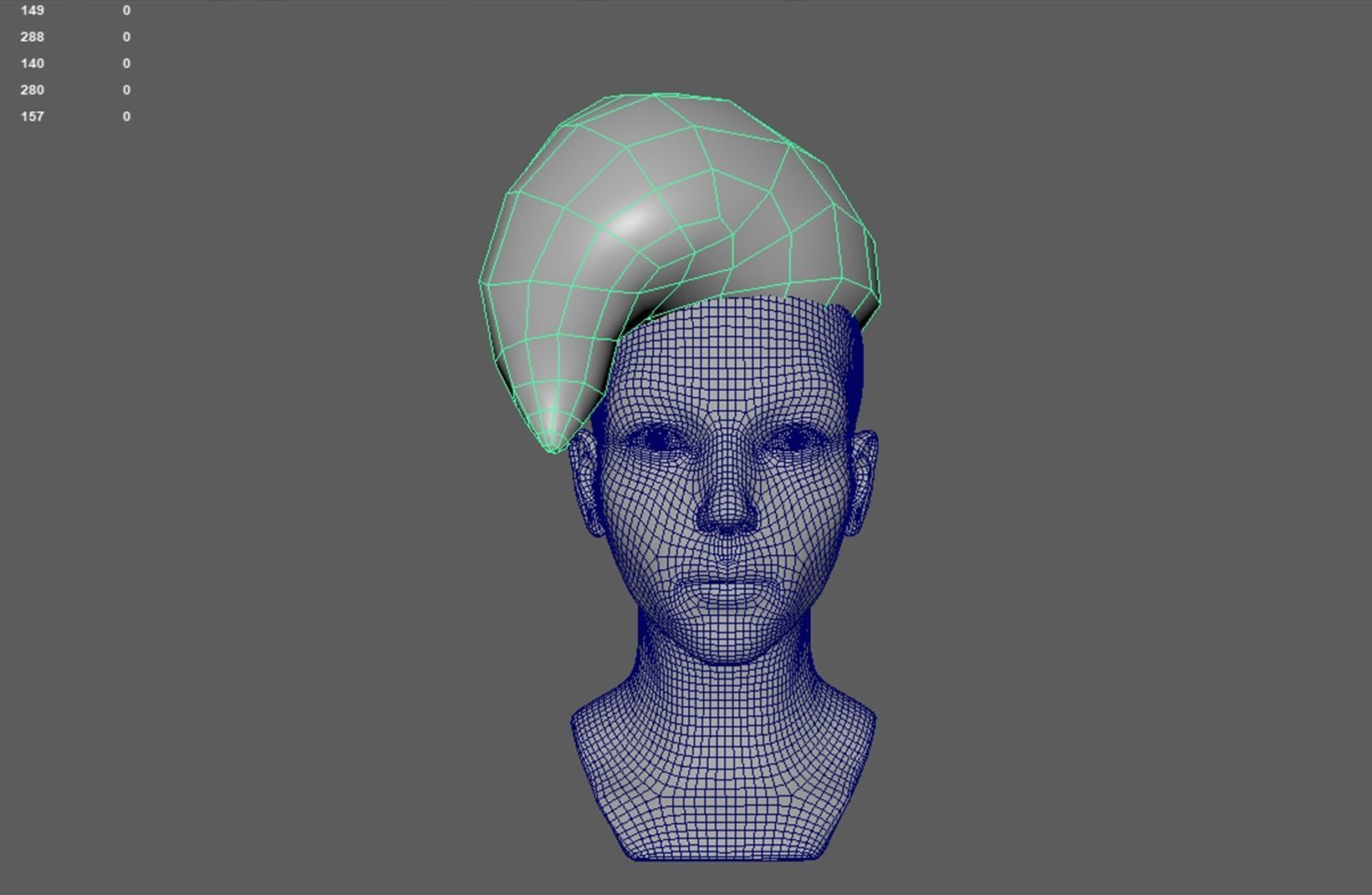 Curly Hair Low-poly 3D model_10