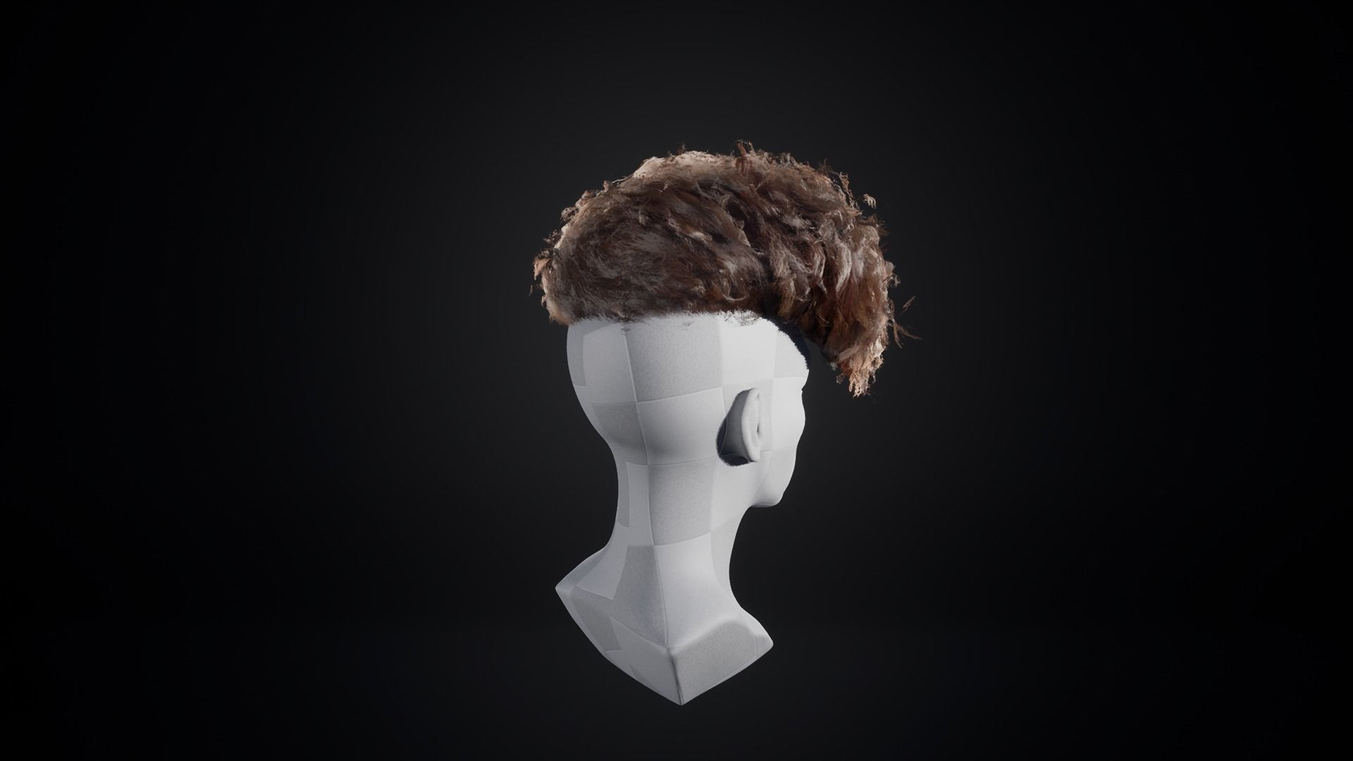 Curly Hair Low-poly 3D model_3