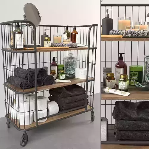 iron trolley with bathroom accessories