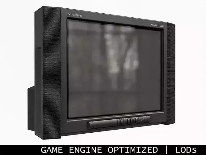 2000s CRT TV Black Low-poly 3D model