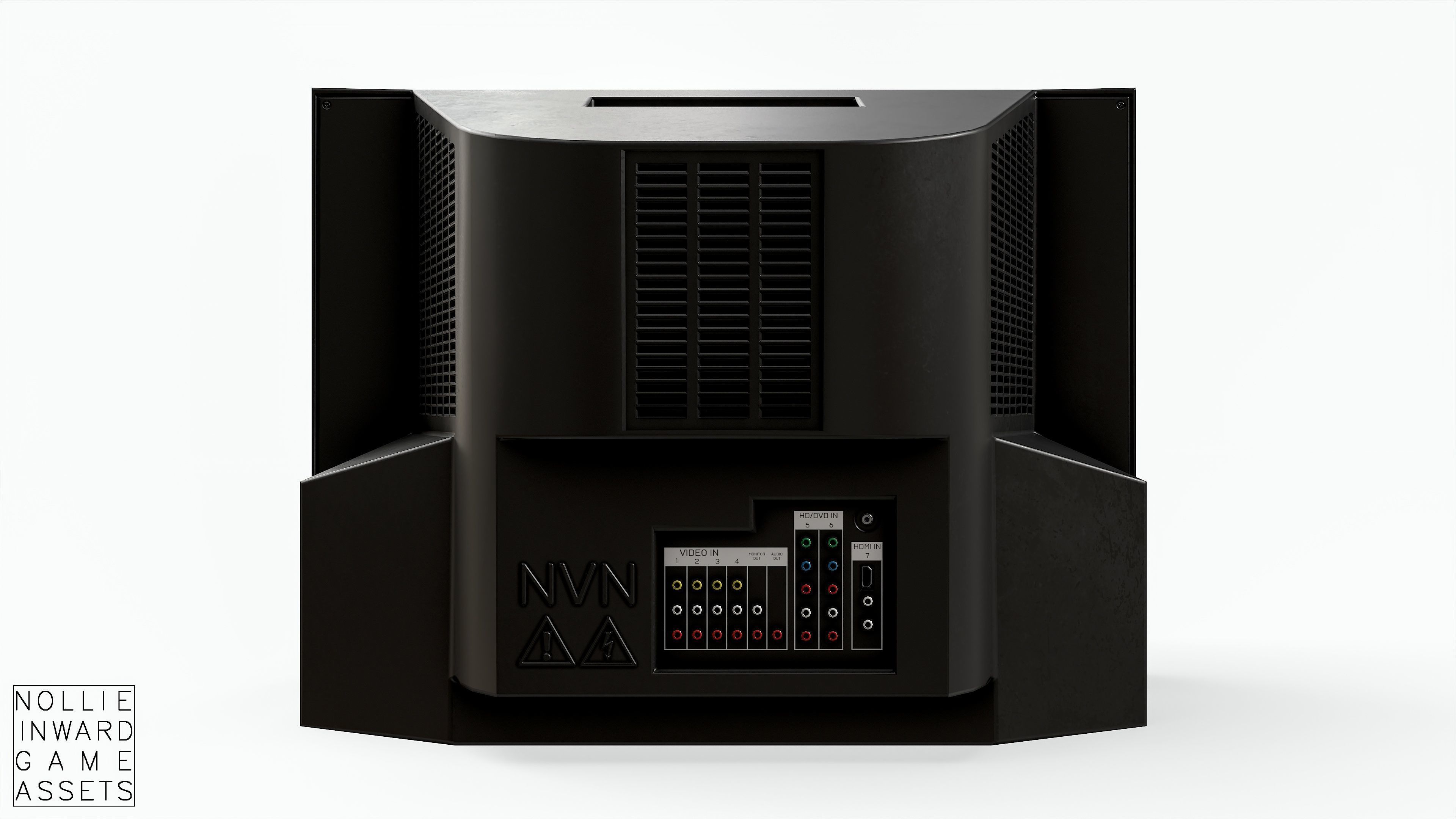 2000s CRT TV Black Low-poly 3D model_4