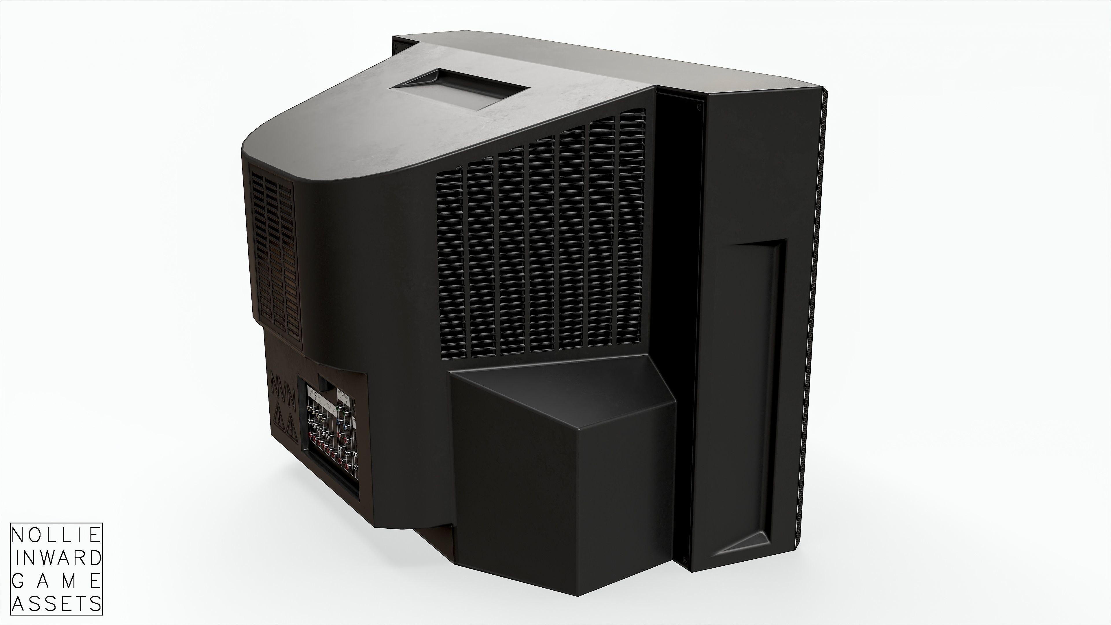 2000s CRT TV Black Low-poly 3D model_5