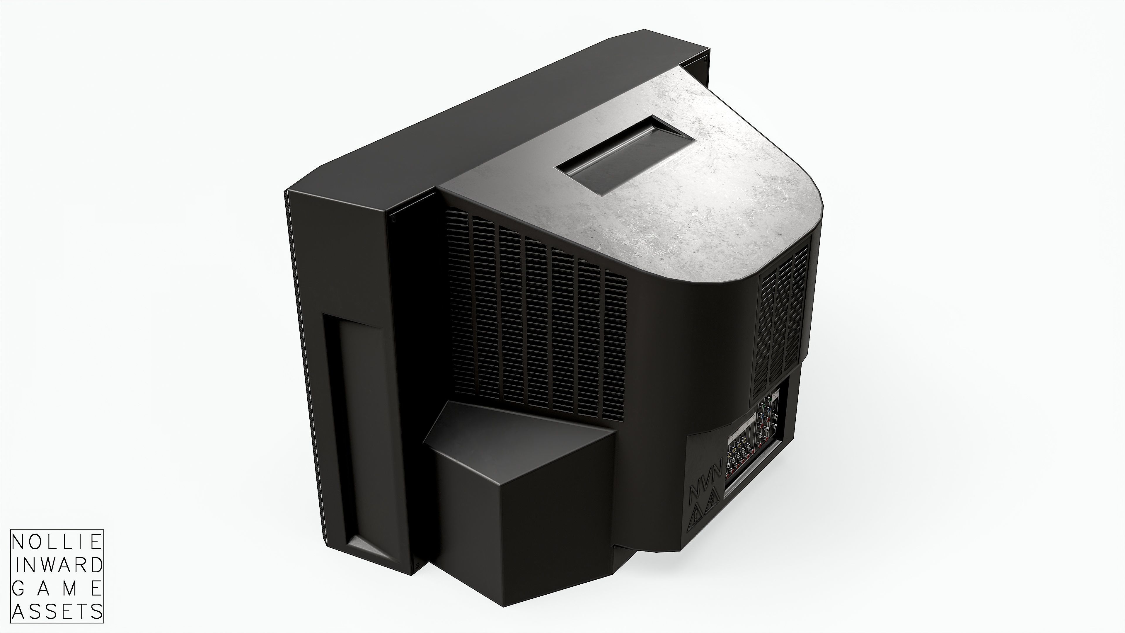 2000s CRT TV Black Low-poly 3D model_3