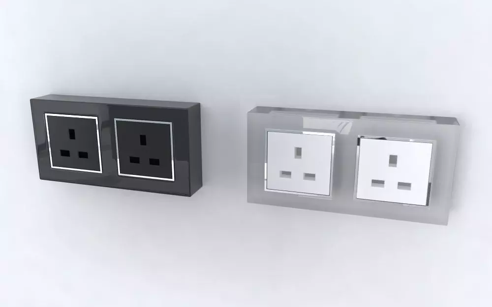 Retrotouch RTS2000 13A Dual Double Plug Socket Piano Black an... 3D model_0