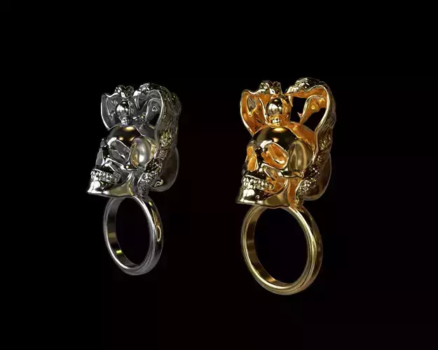 3d Printable Skull Snake Ring 3D print model