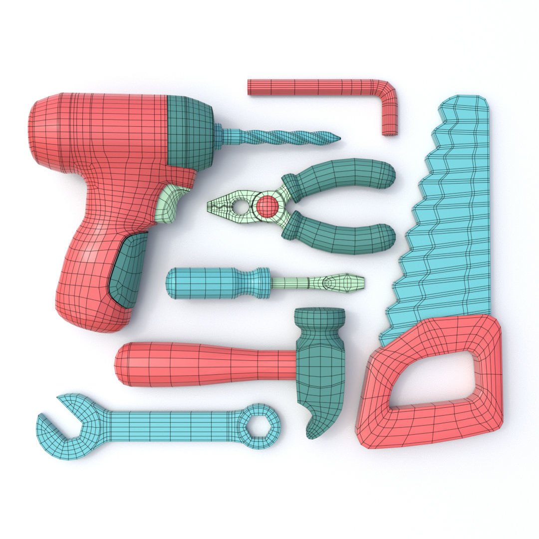 Stylized Cartoon Tool Set 3D model_1