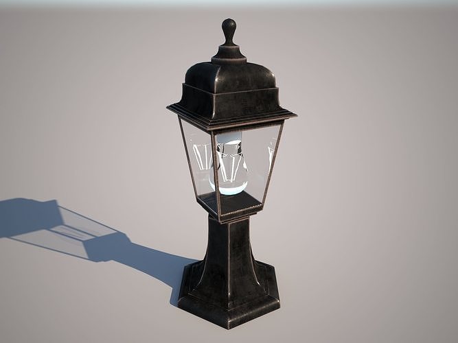 Black street lamp with a scuffed effect 3D model