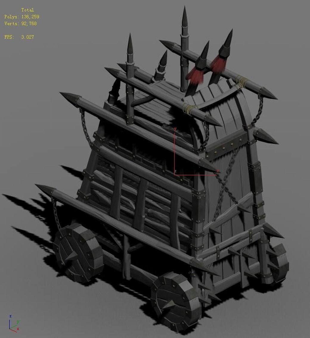 Army camp ancient battlefield - chariot 3D model_6