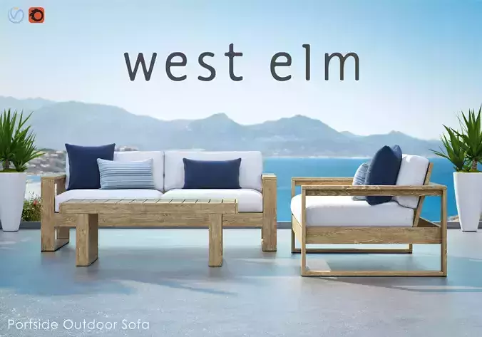 WEST ELM PORTSIDE Outdoor Sofa 3D model