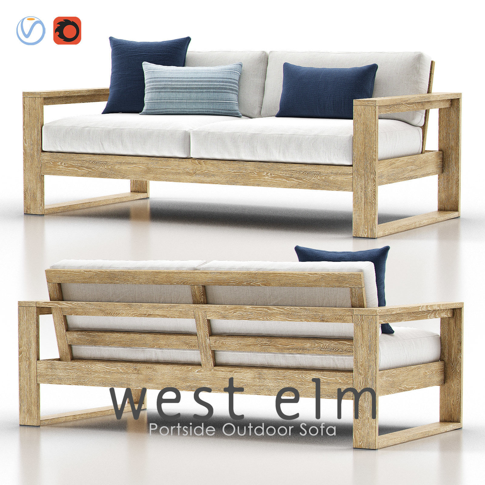 WEST ELM PORTSIDE Outdoor Sofa 3D model_1