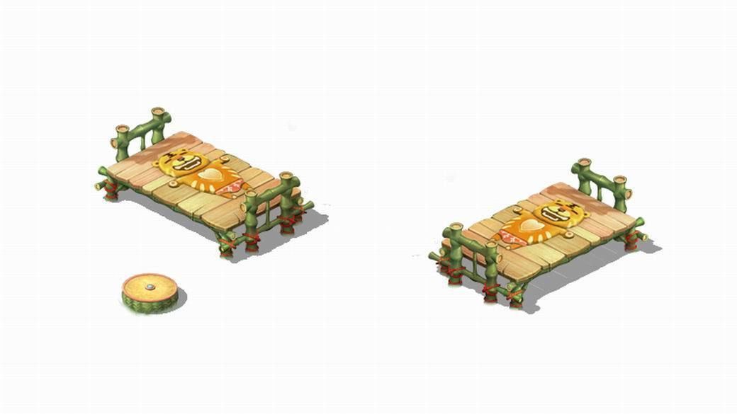 Cartoon world - nude tiger art bamboo bed 3D model_4