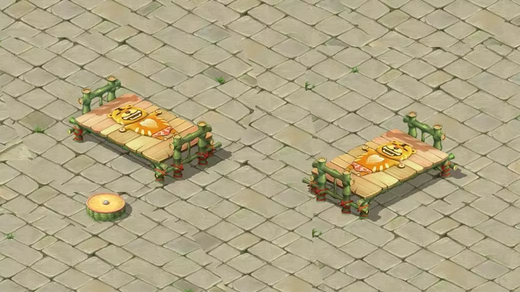 Cartoon world - nude tiger art bamboo bed 3D model_0