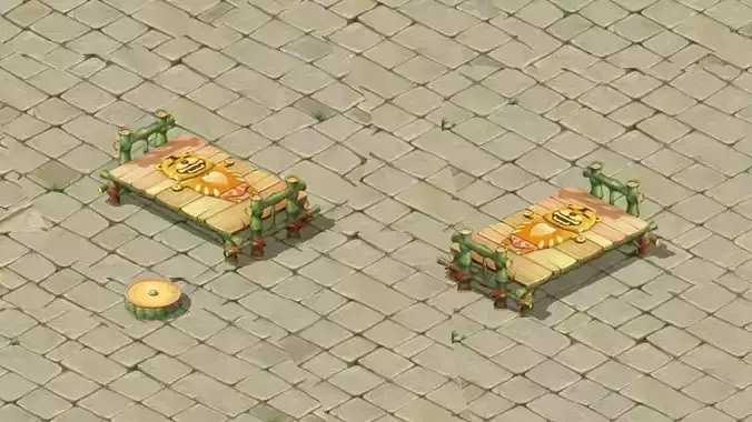 Cartoon world - nude tiger art bamboo bed