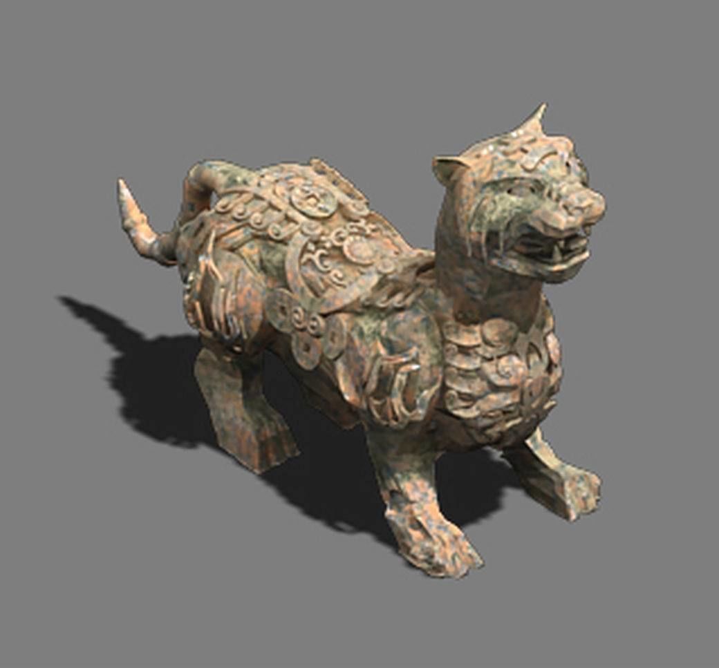 Stone carving - white tiger 3D model_3