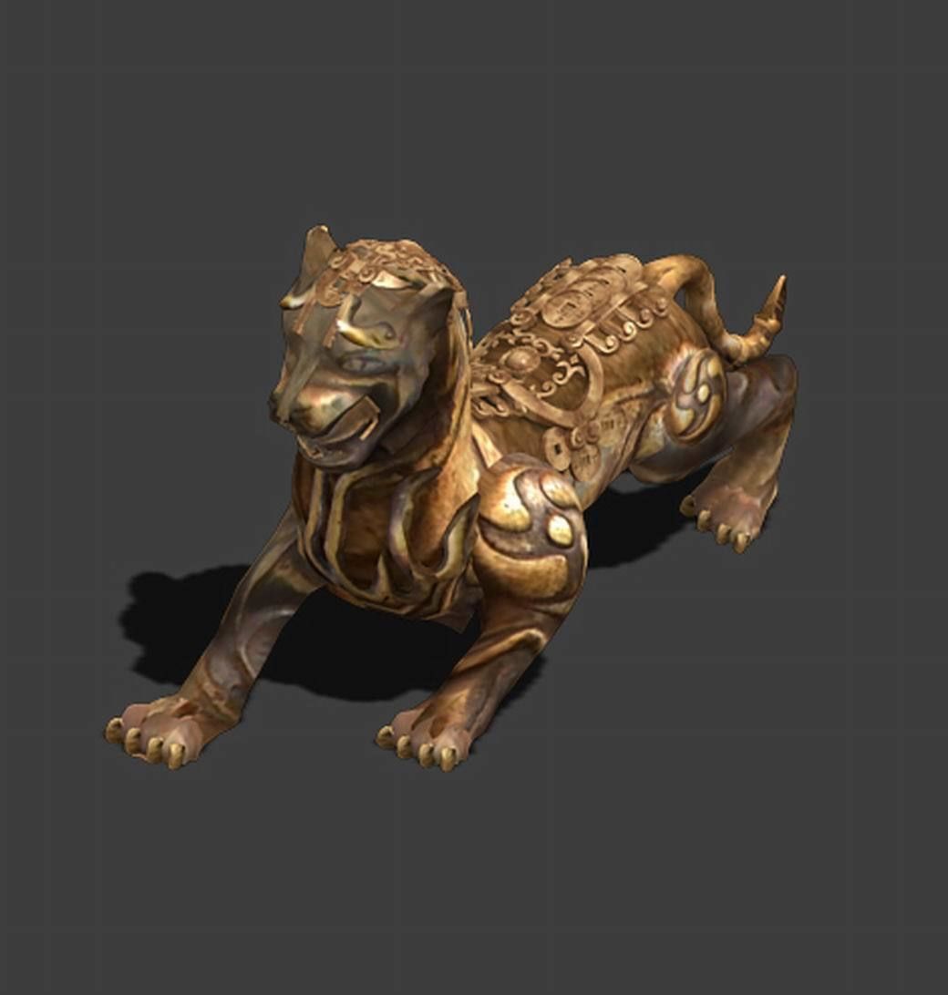 Stone carving - white tiger 3D model_4