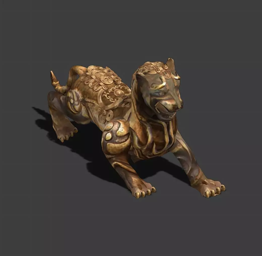 Stone carving - white tiger 3D model_0