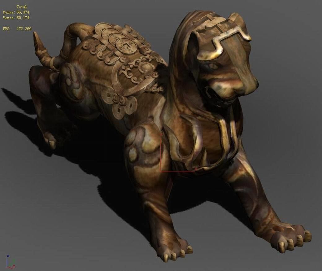 Stone carving - white tiger 3D model_1