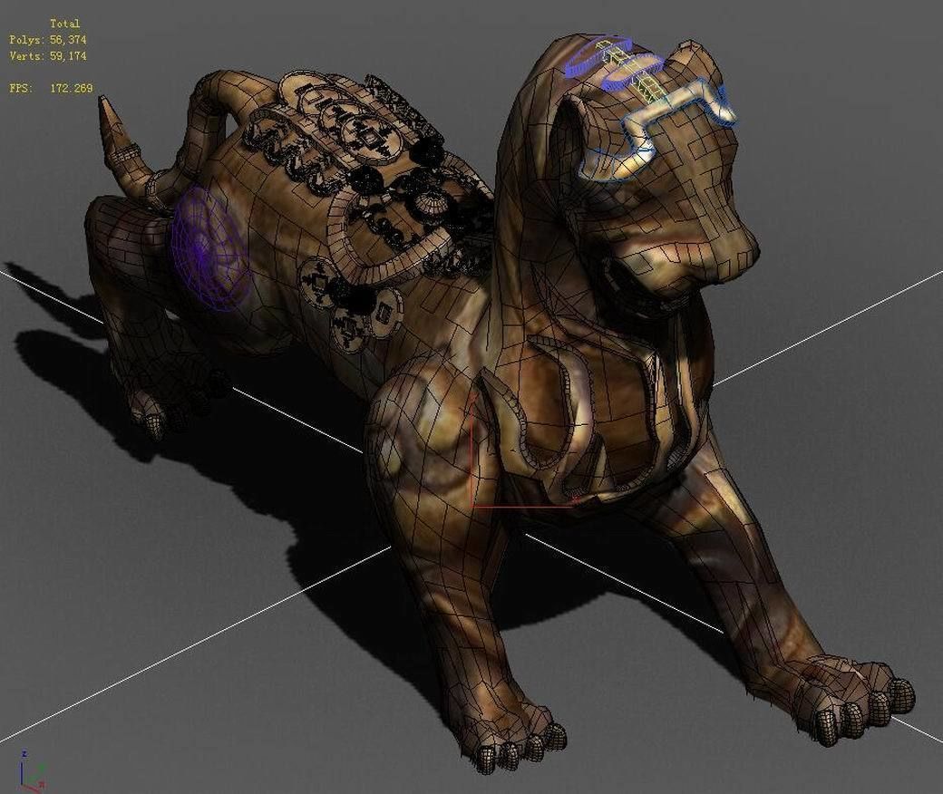 Stone carving - white tiger 3D model_2