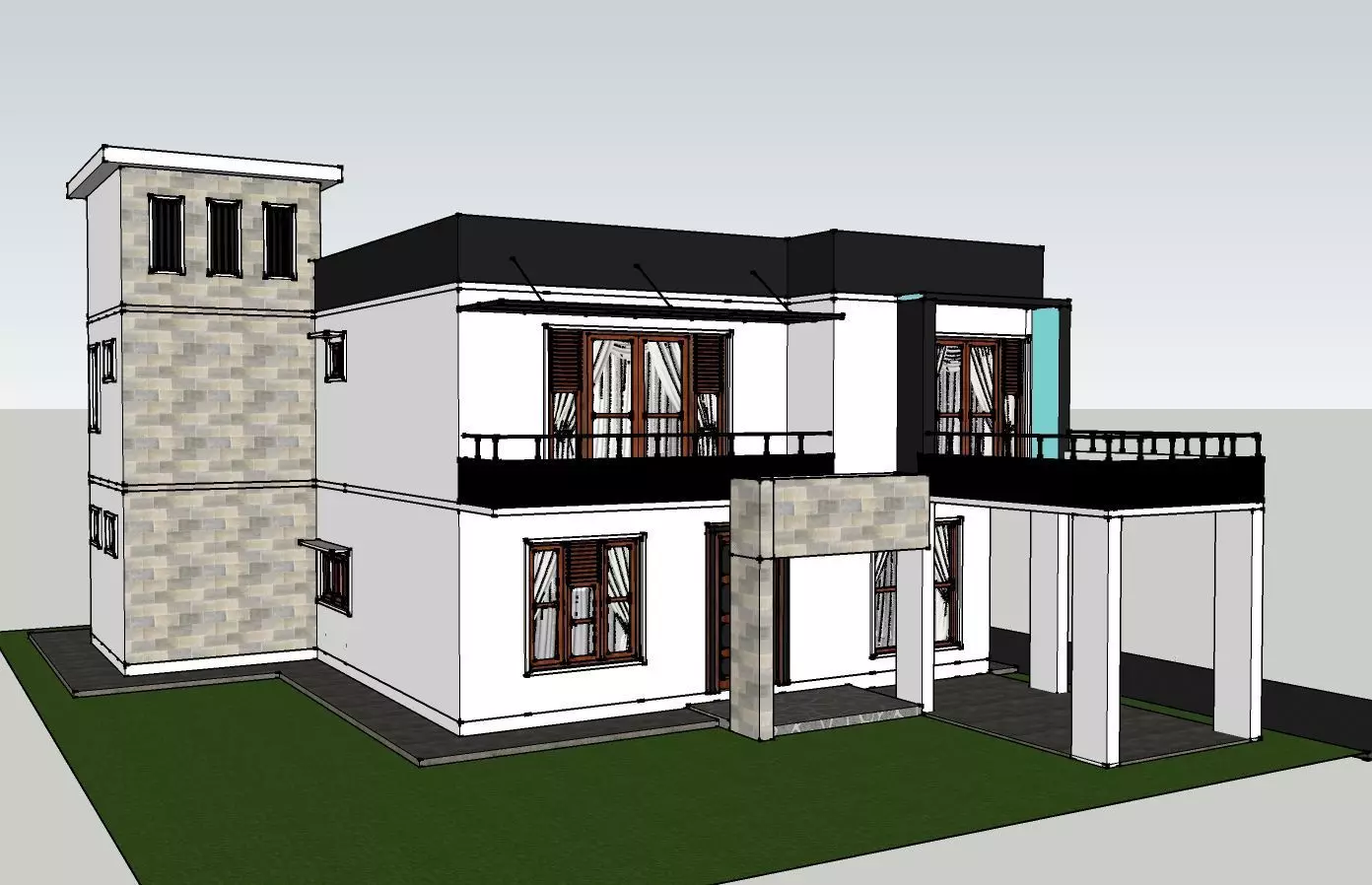 Box type house design model 3D print model_0