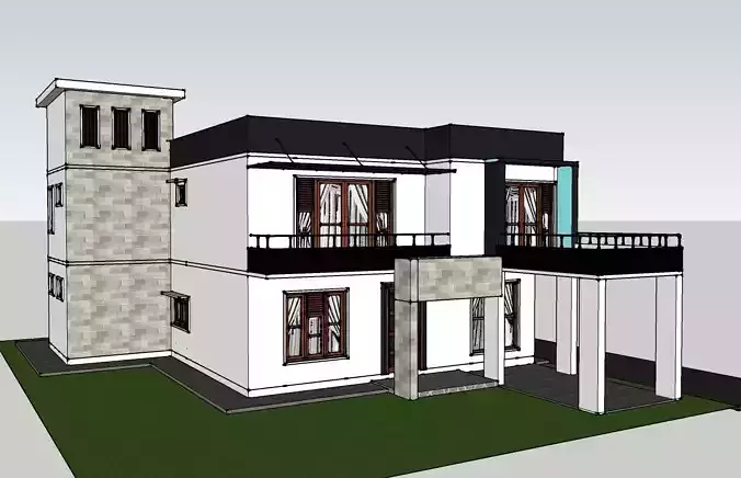 Box type house design model 3D print model