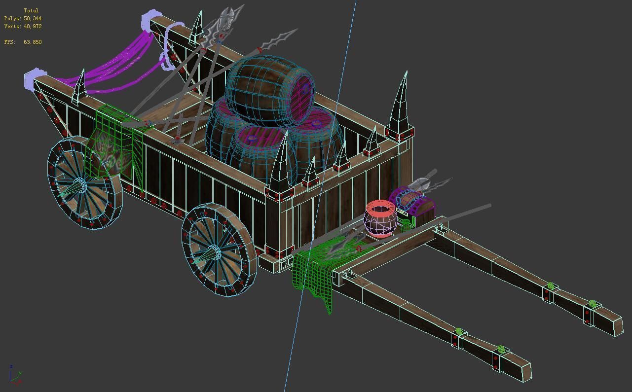 War tools - cast stone car 3D model_2