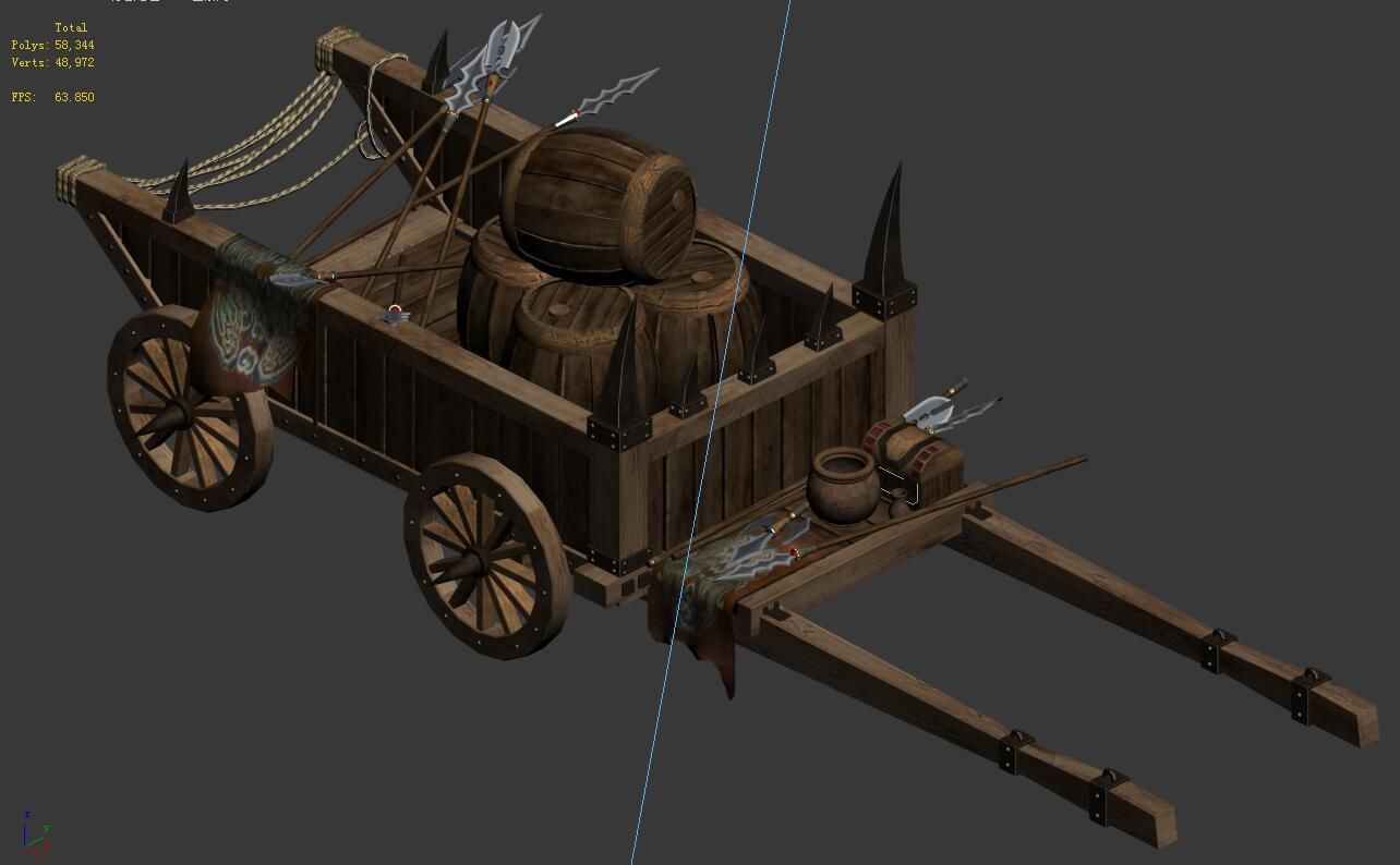 War tools - cast stone car 3D model_1