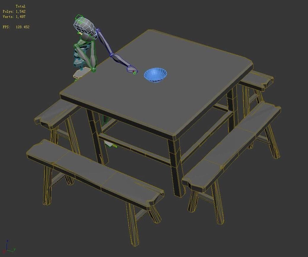 Tables and chairs combination 3D model_5