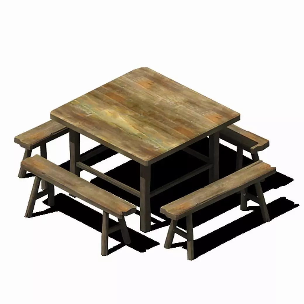 Tables and chairs combination 3D model_0