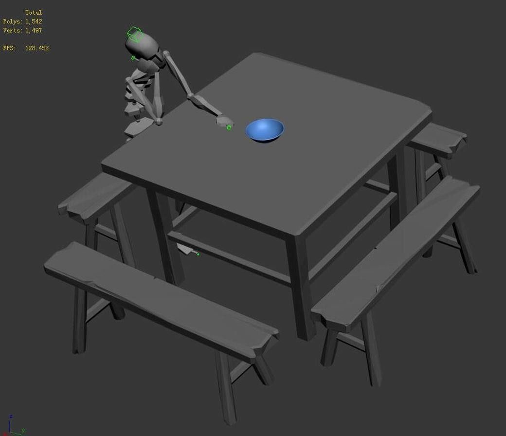 Tables and chairs combination 3D model_4