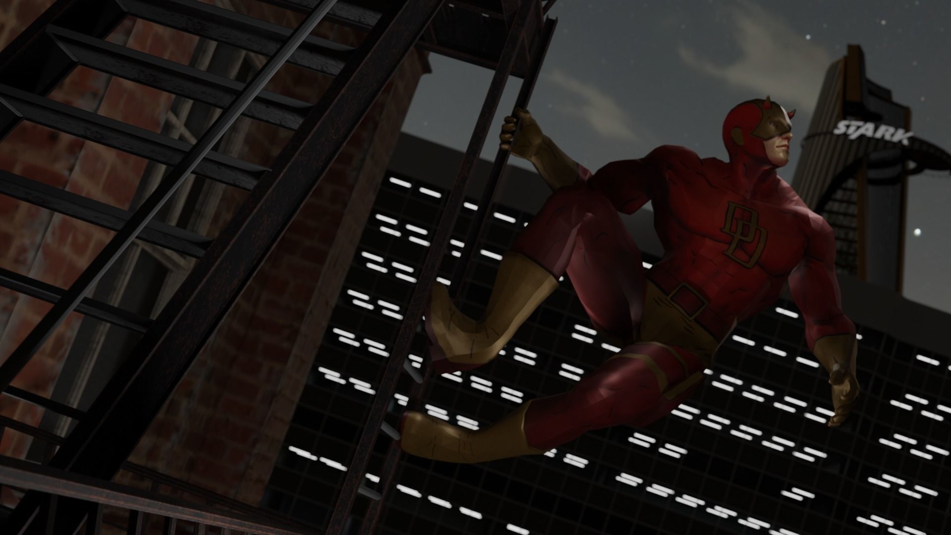 DareDevil Yellow Suit Free 3D model_2
