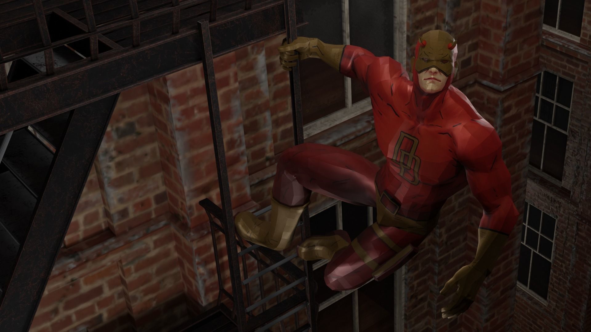 DareDevil Yellow Suit Free 3D model_1