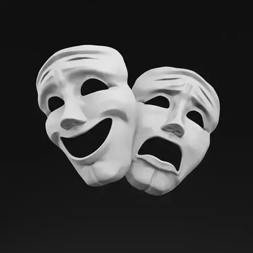 Sock and Buskin Theatre Masks Low-poly 3D model