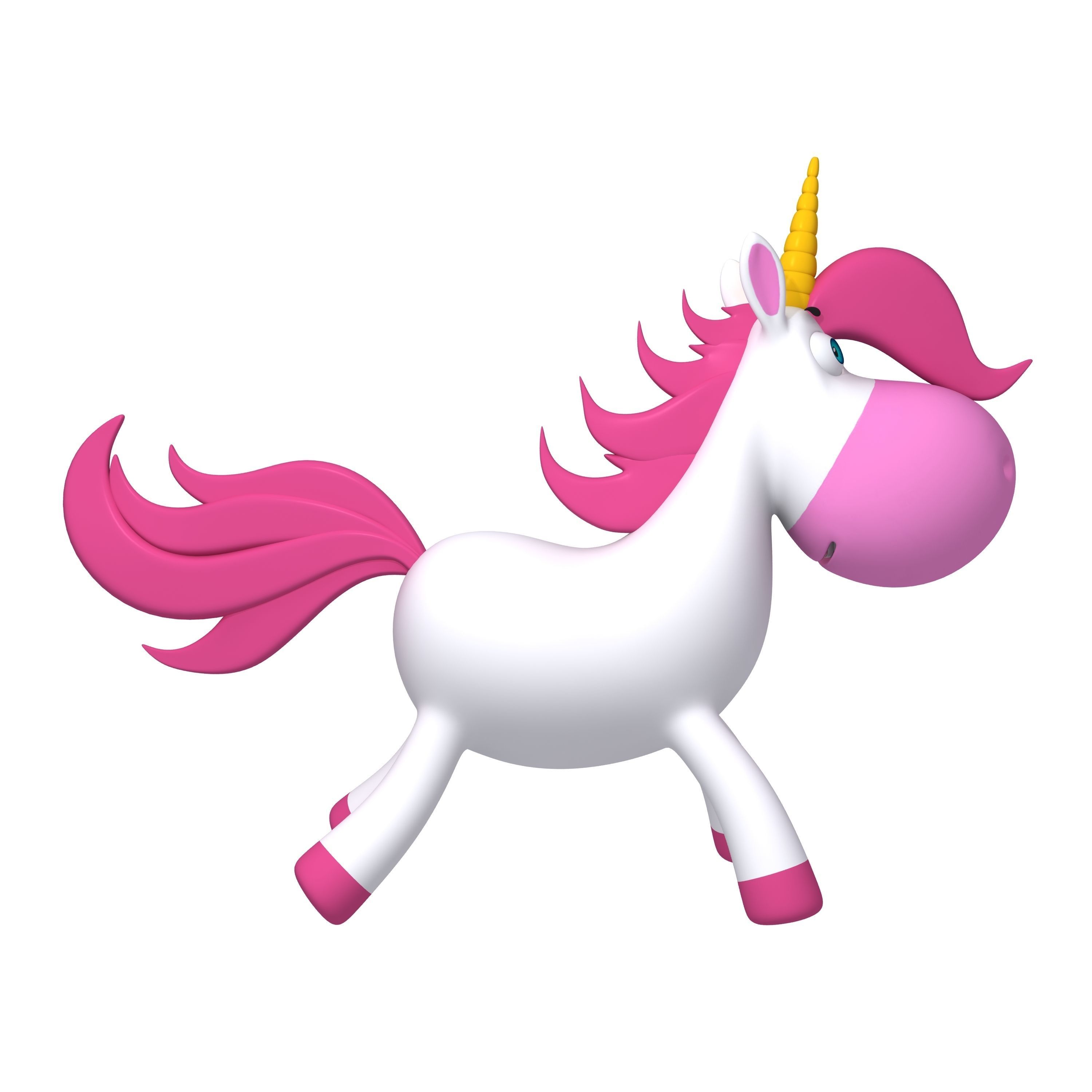 Unicorn Cartoon 3D model_2