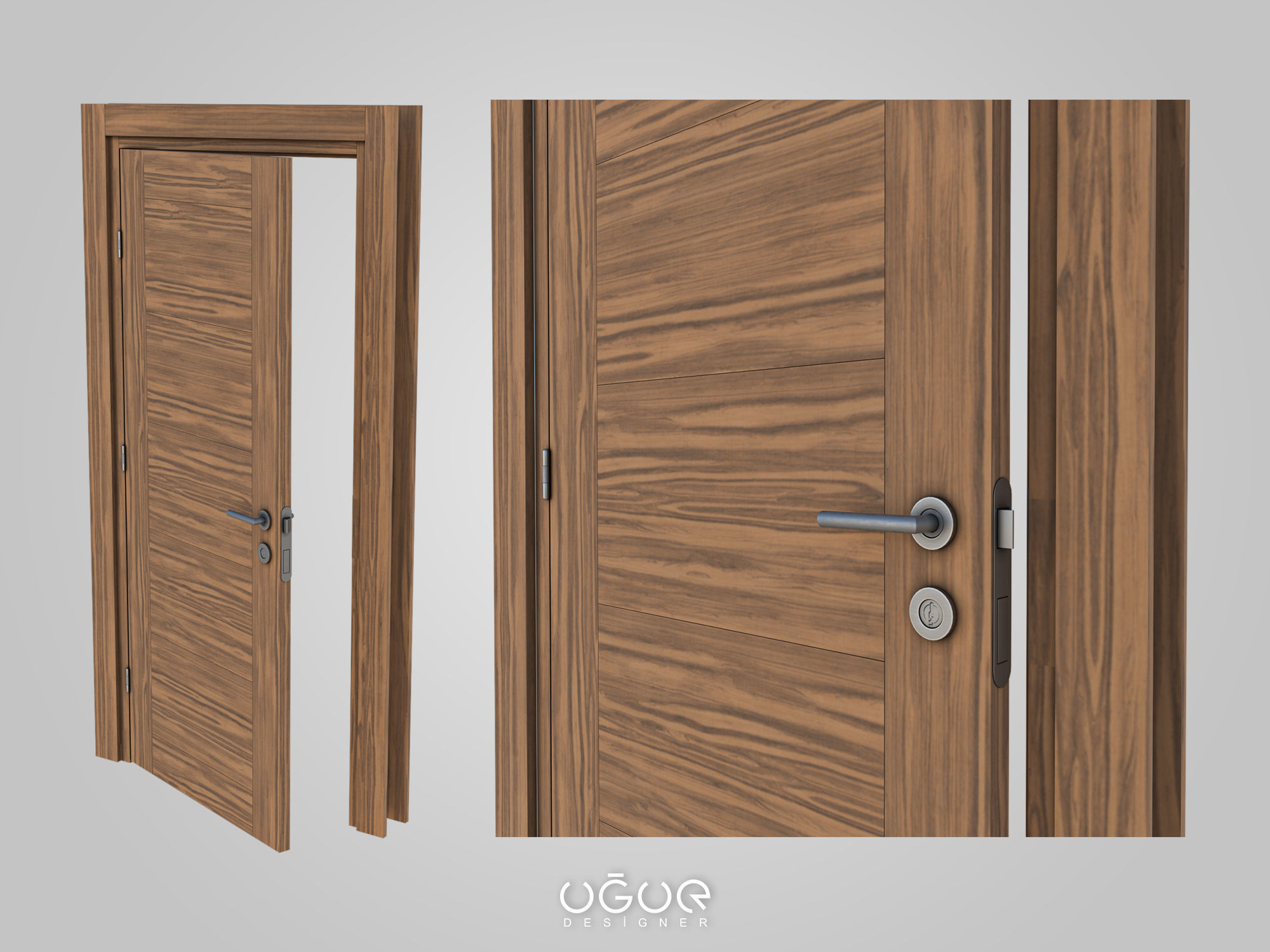 Door 3dmodel three different colored doors 3D model_3