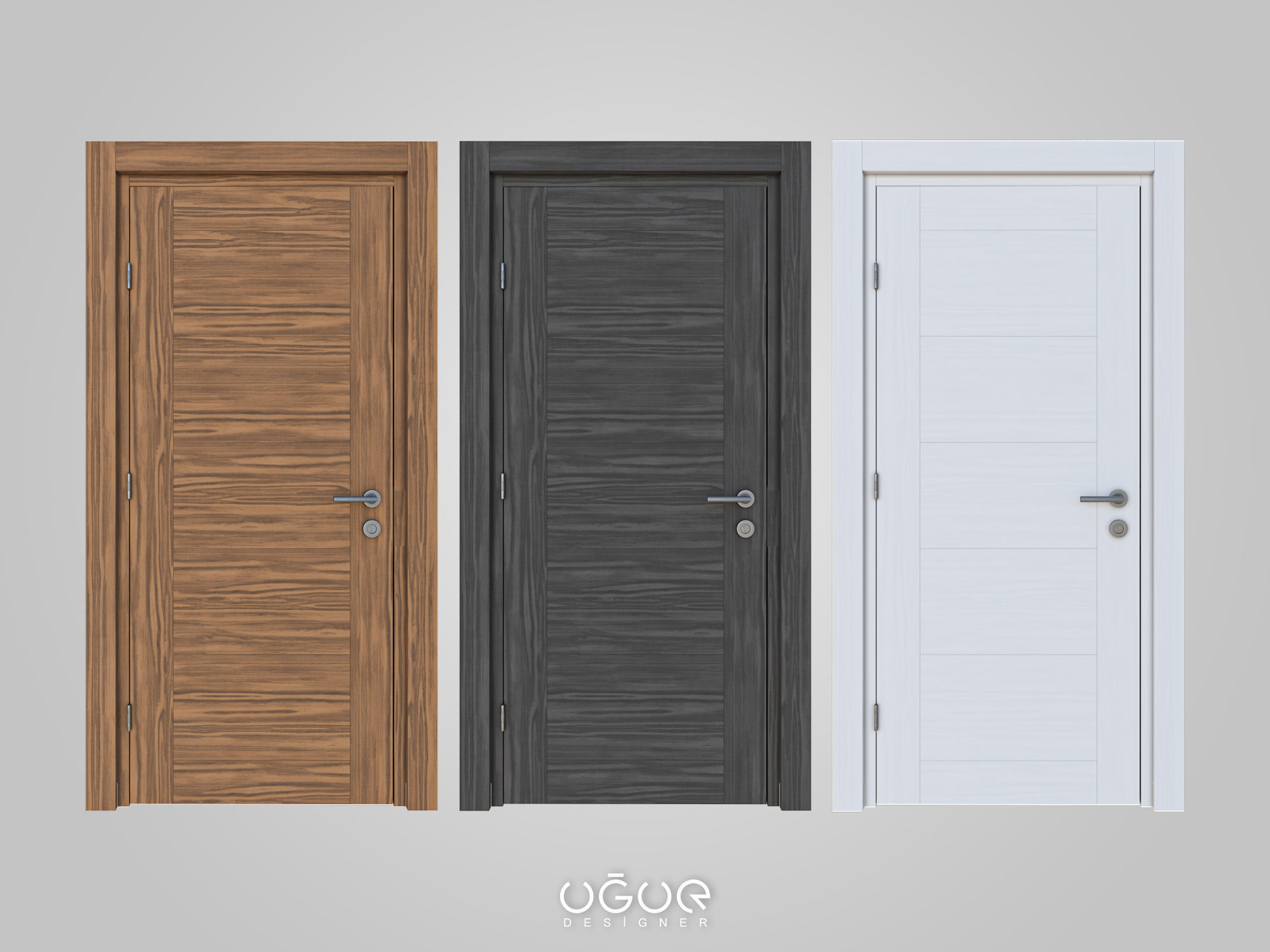 Door 3dmodel three different colored doors 3D model_2