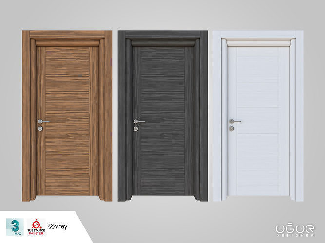 Door 3dmodel three different colored doors 3D model