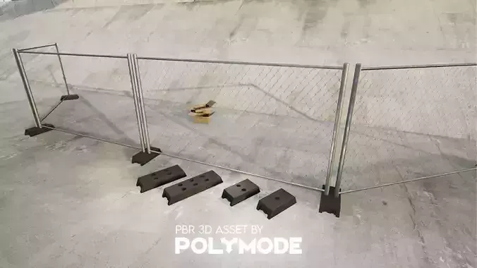Low poly Fence 01 PBR Game-ready Low-poly 3D model