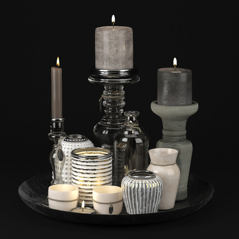 Candle Set holder corona 3D model_1
