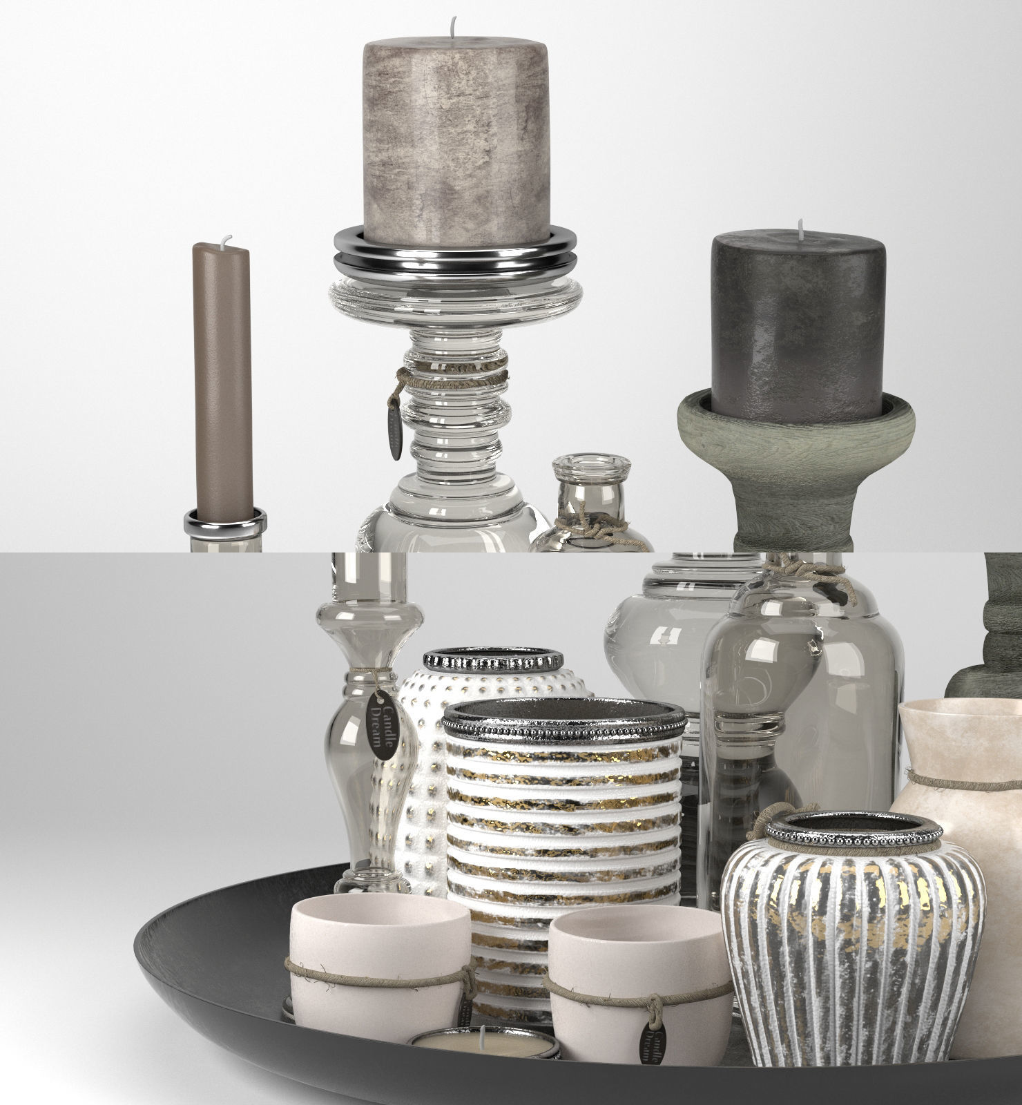 Candle Set holder corona 3D model_2